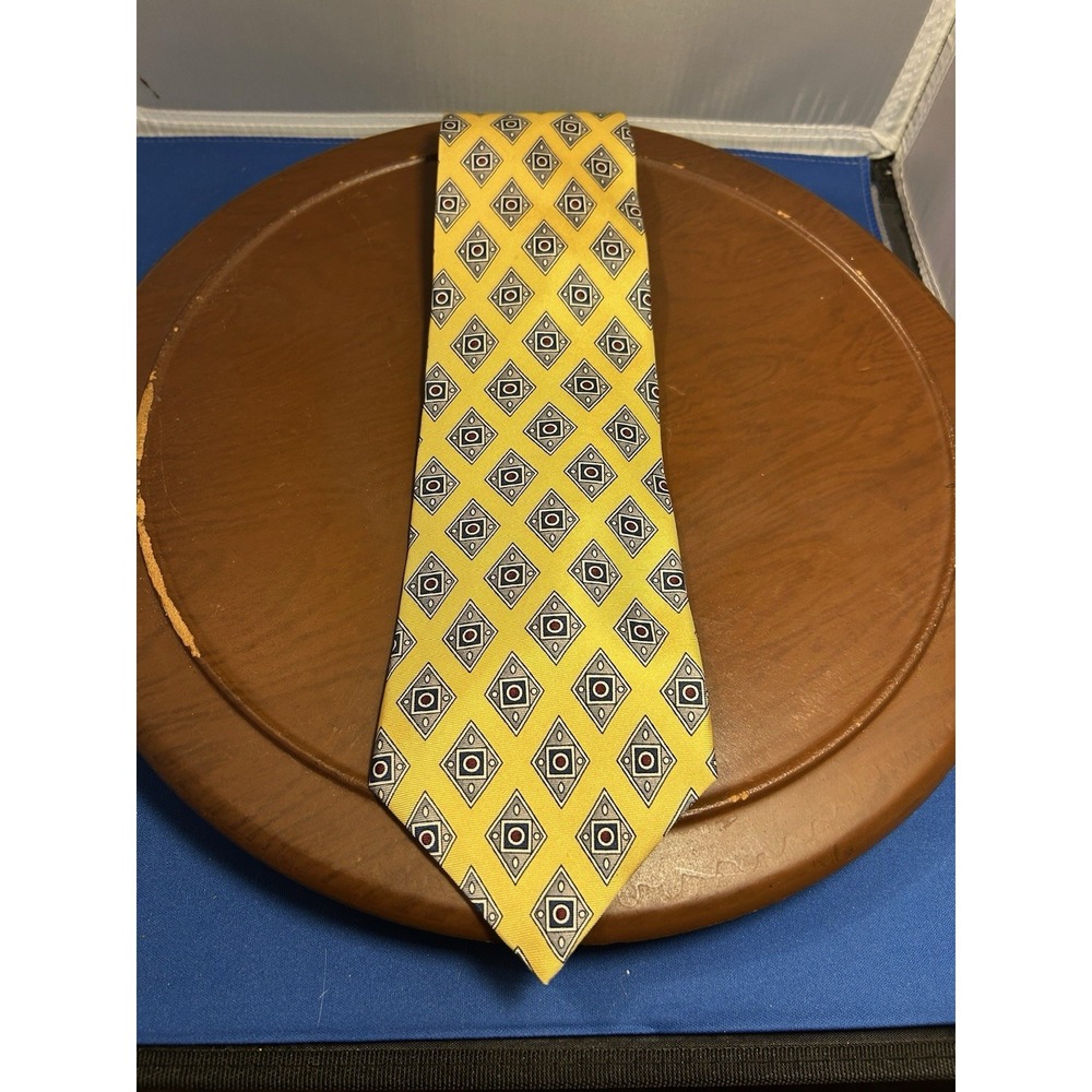 Fashion Neckwear Yellow Men's‎ 100% Silk Tie Geometric Necktie